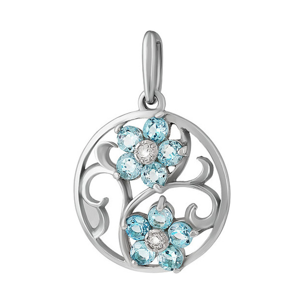 Серебряная подвеска с топазом и фианитом № 130181