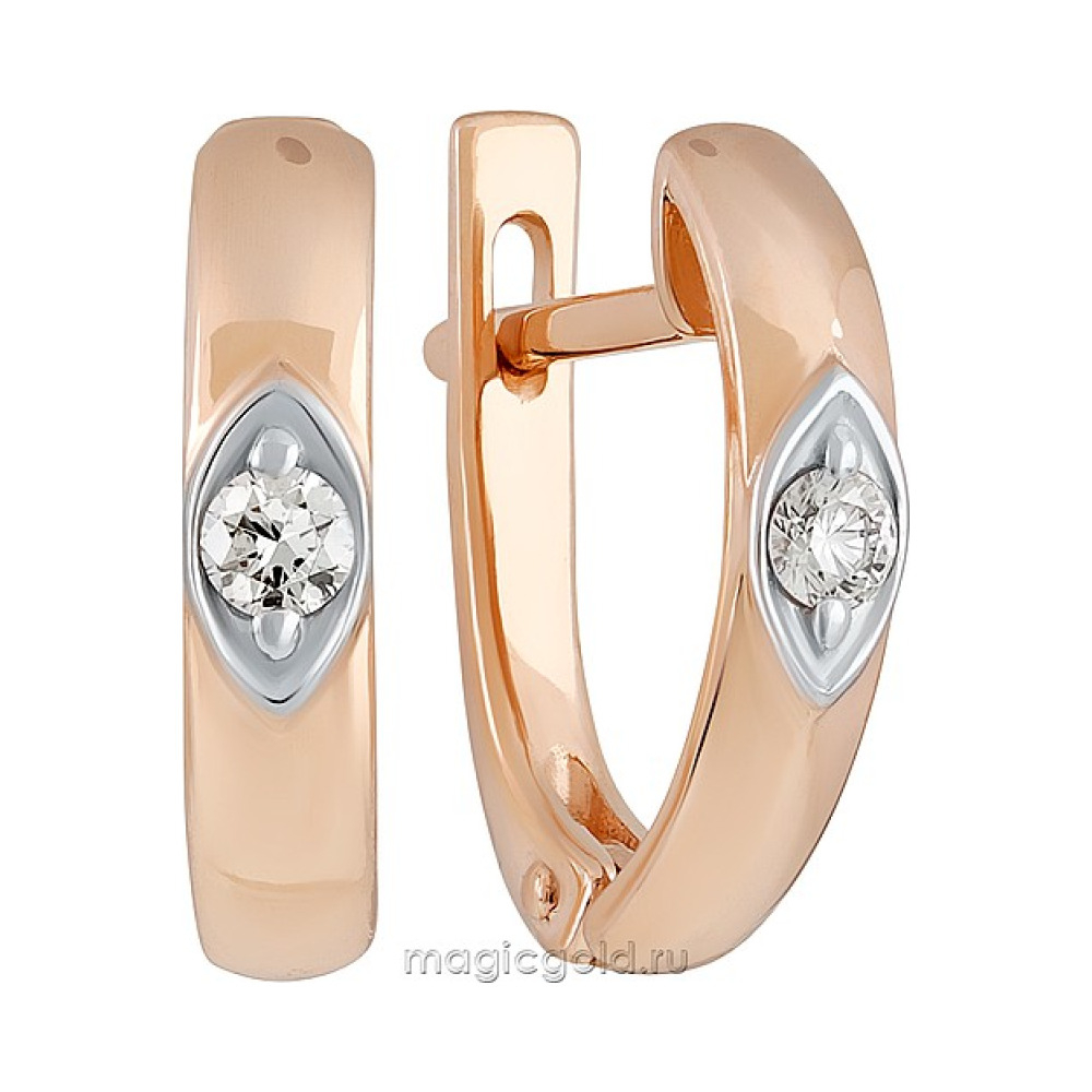 Золотые серьги с бриллиантом № 165298