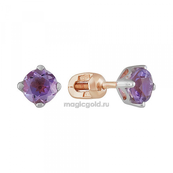 Пуссеты с аметистом № 25717