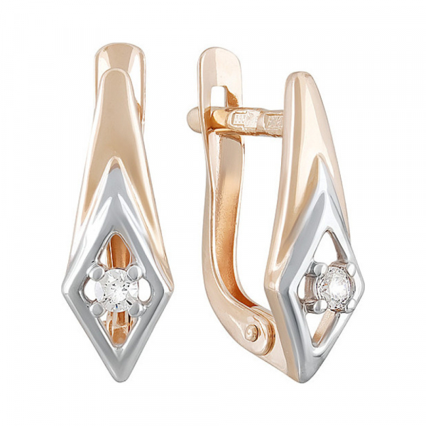 Золотые серьги с фианитом № 133173