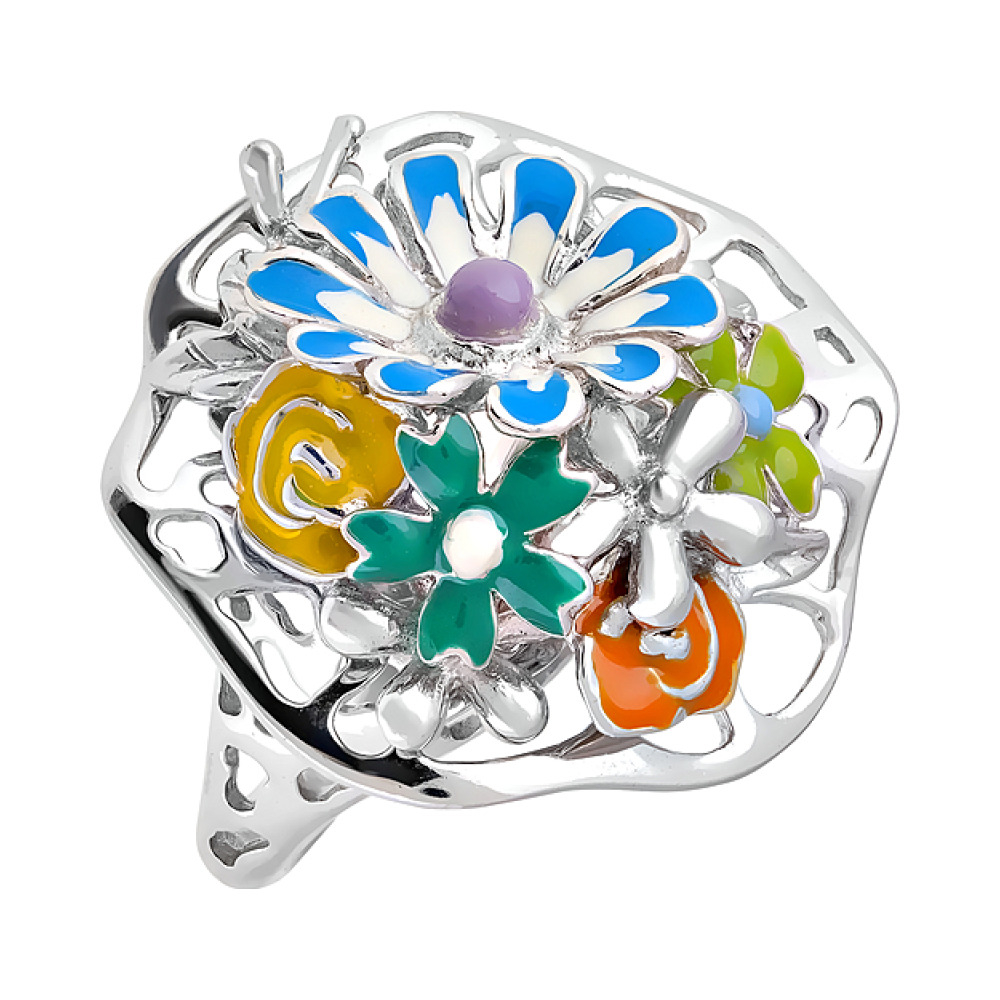 Серебряное кольцо с эмалью № 106178