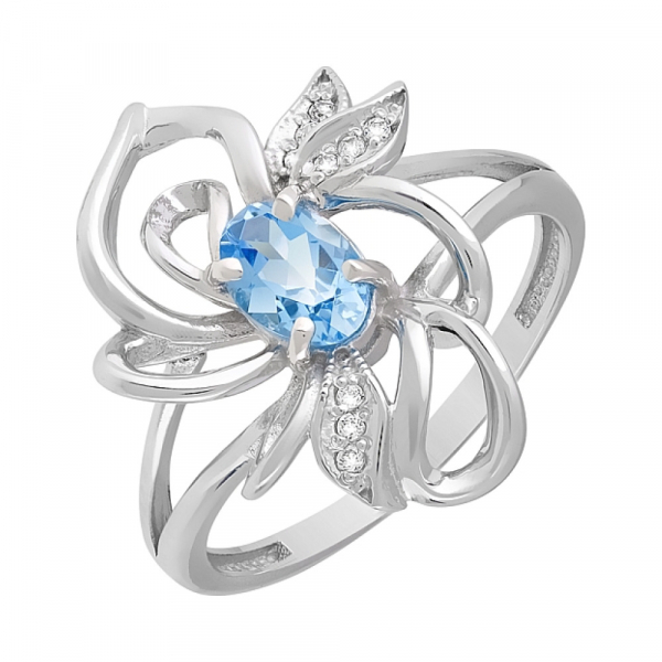 Золотое кольцо с топазом и фианитом № 120490