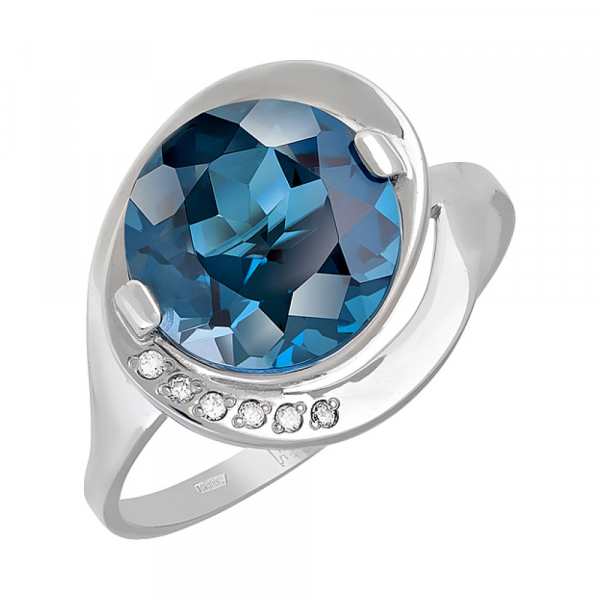 Золотое кольцо с топазом и фианитом № 113302