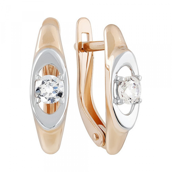 Золотые серьги с фианитом № 135399