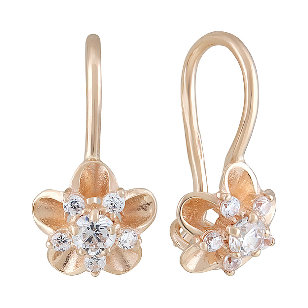 Золотые серьги с фианитом № 127673