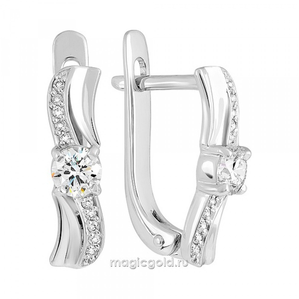 Золотые серьги с бриллиантом № 134214