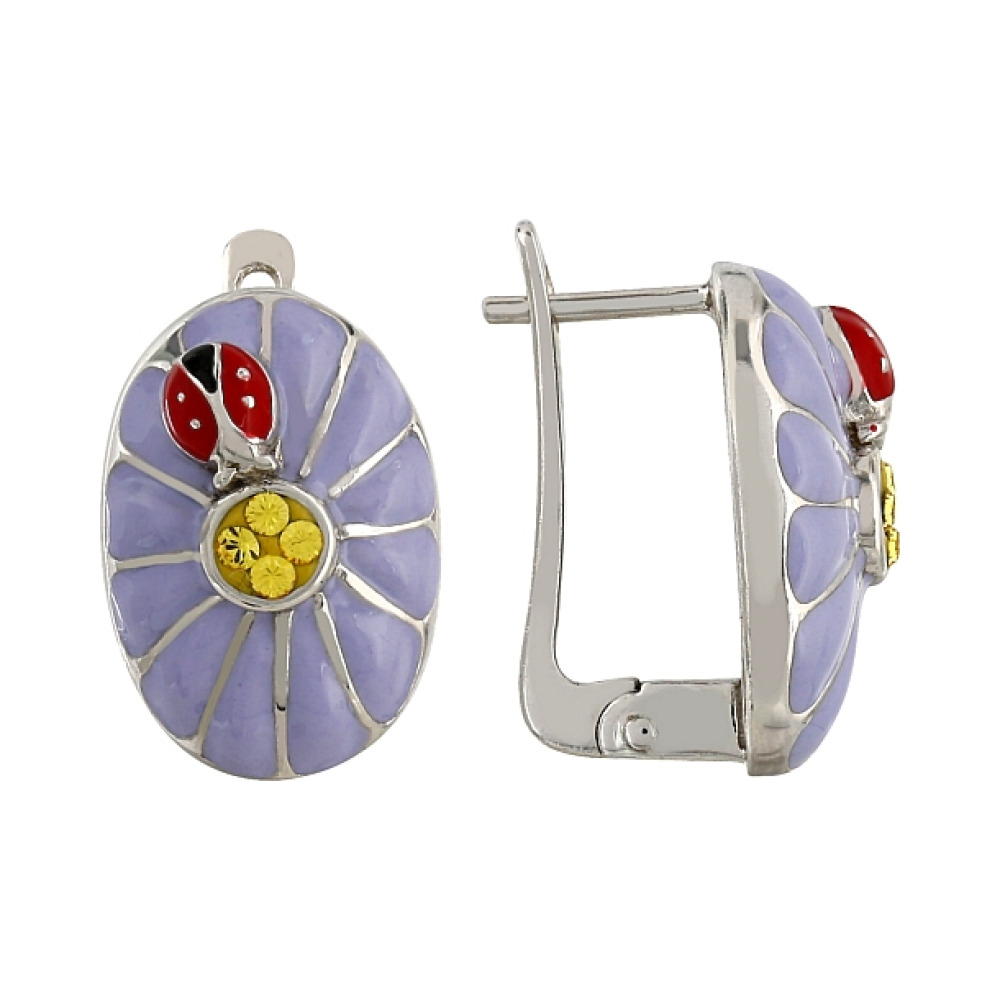 Серебряные серьги с кристаллами swarovski и эмалью № 106157