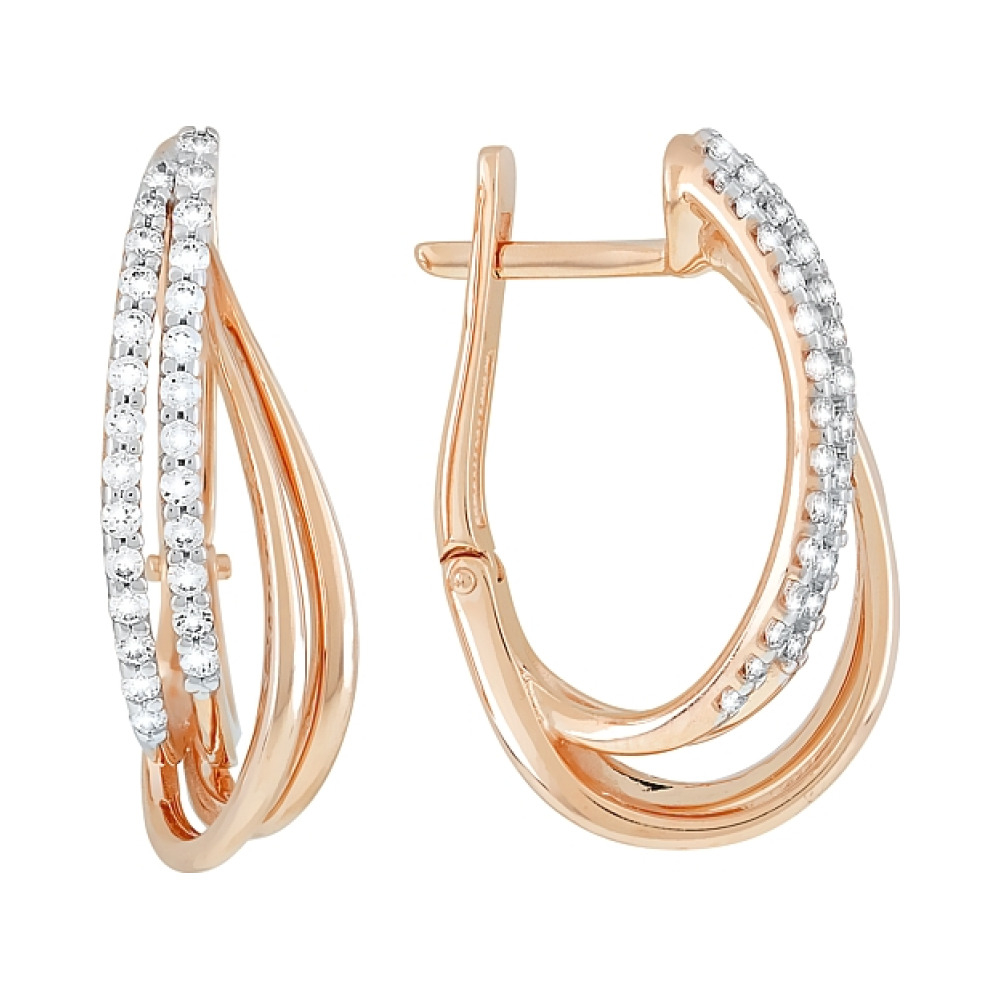 Золотые серьги с фианитами № 118986