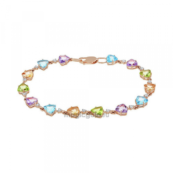 Золотой браслет с полудраг. вставками и фианитом № 126484