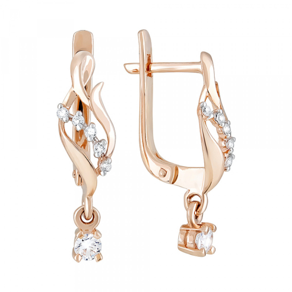 Золотые серьги с фианитом № 123659