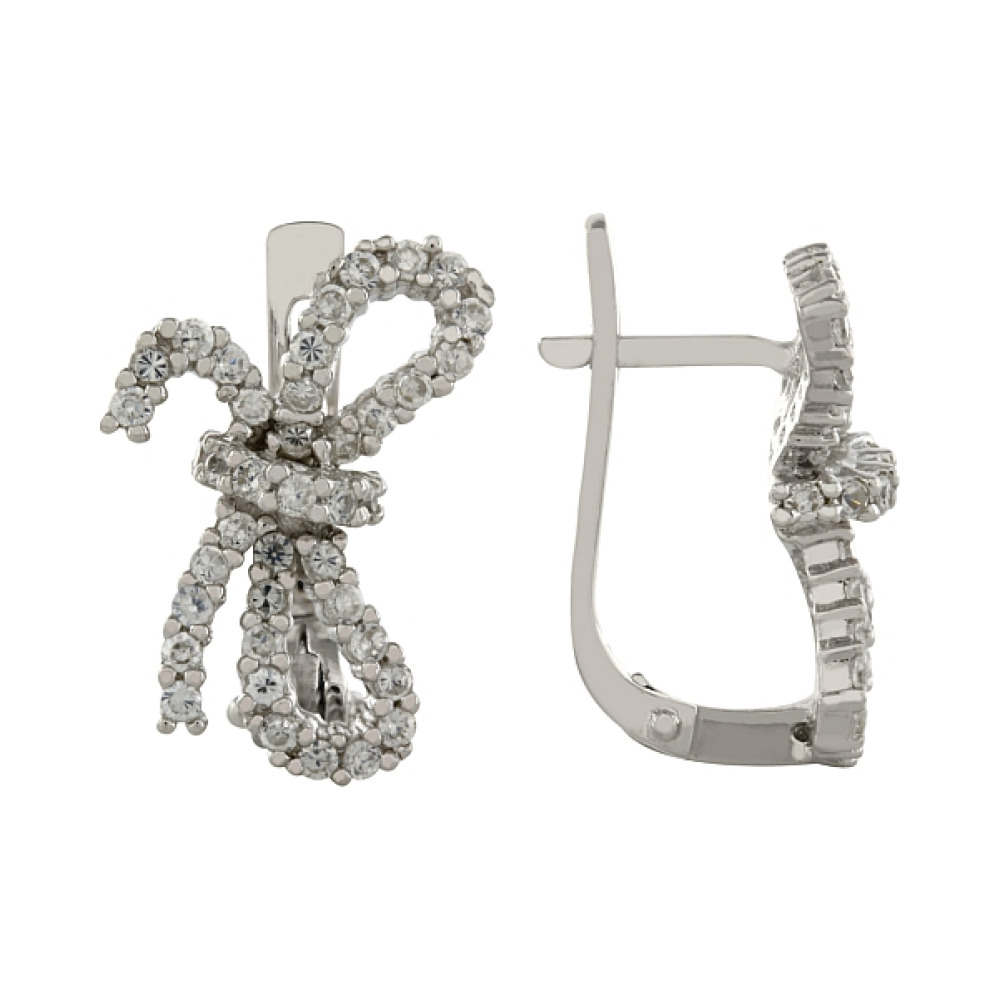 Серебряные серьги с фианитом № 83381