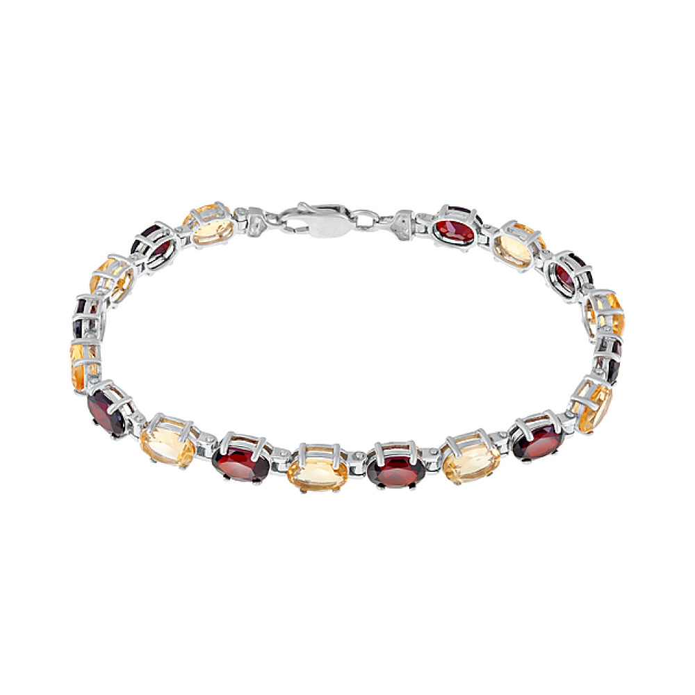 Серебряный браслет с полудраг. вставками № 123866