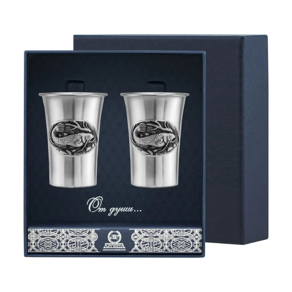 Набор стопок Сом с чернением из серебра 925 пробы