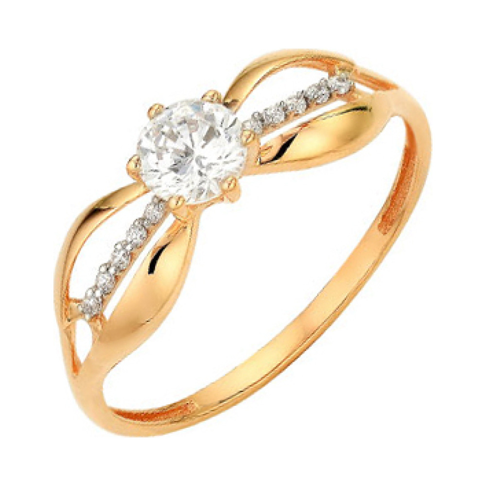 Золотое кольцо с фианитом № 139382