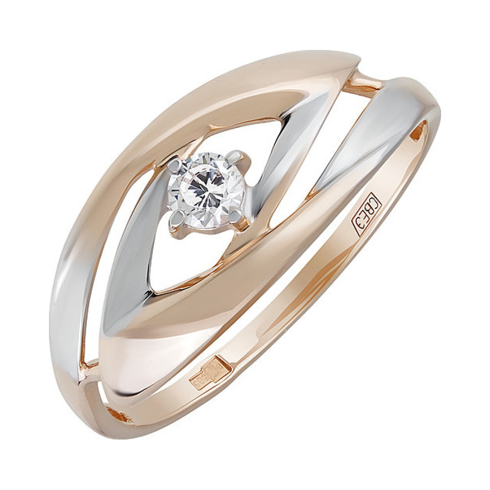 Золотое кольцо с фианитом № 135412