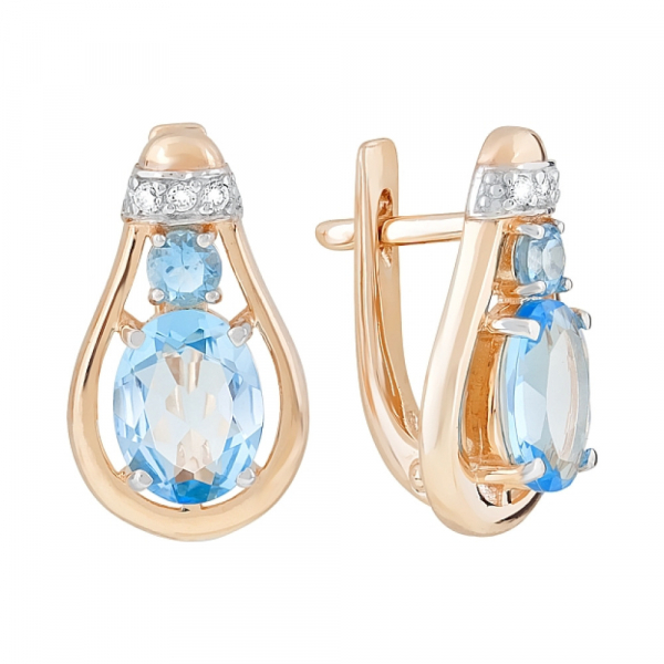 Золотые серьги с топазом и фианитом № 120792