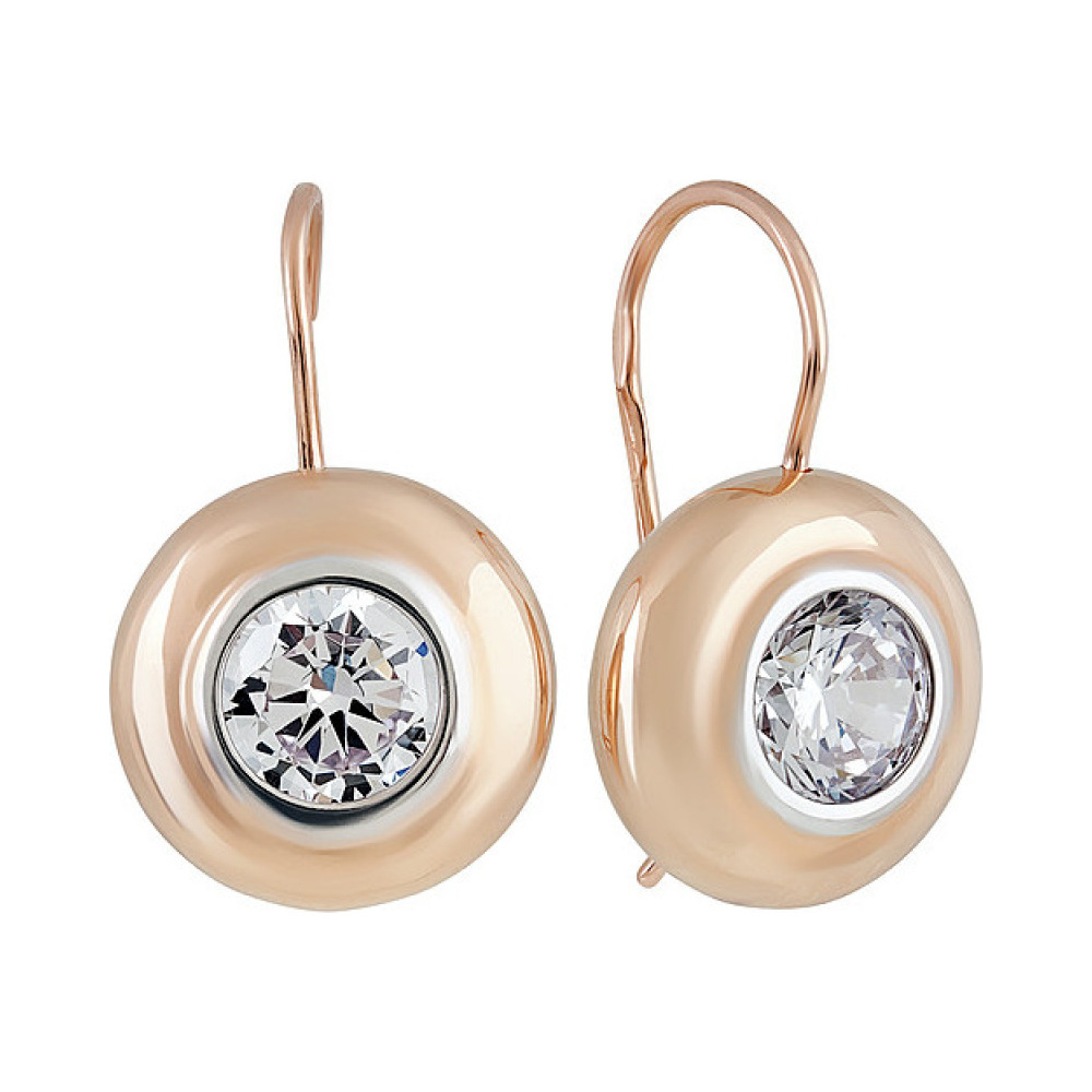 Золотые серьги с фианитом № 136941