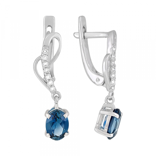 Золотые серьги с топазом и фианитом № 116439