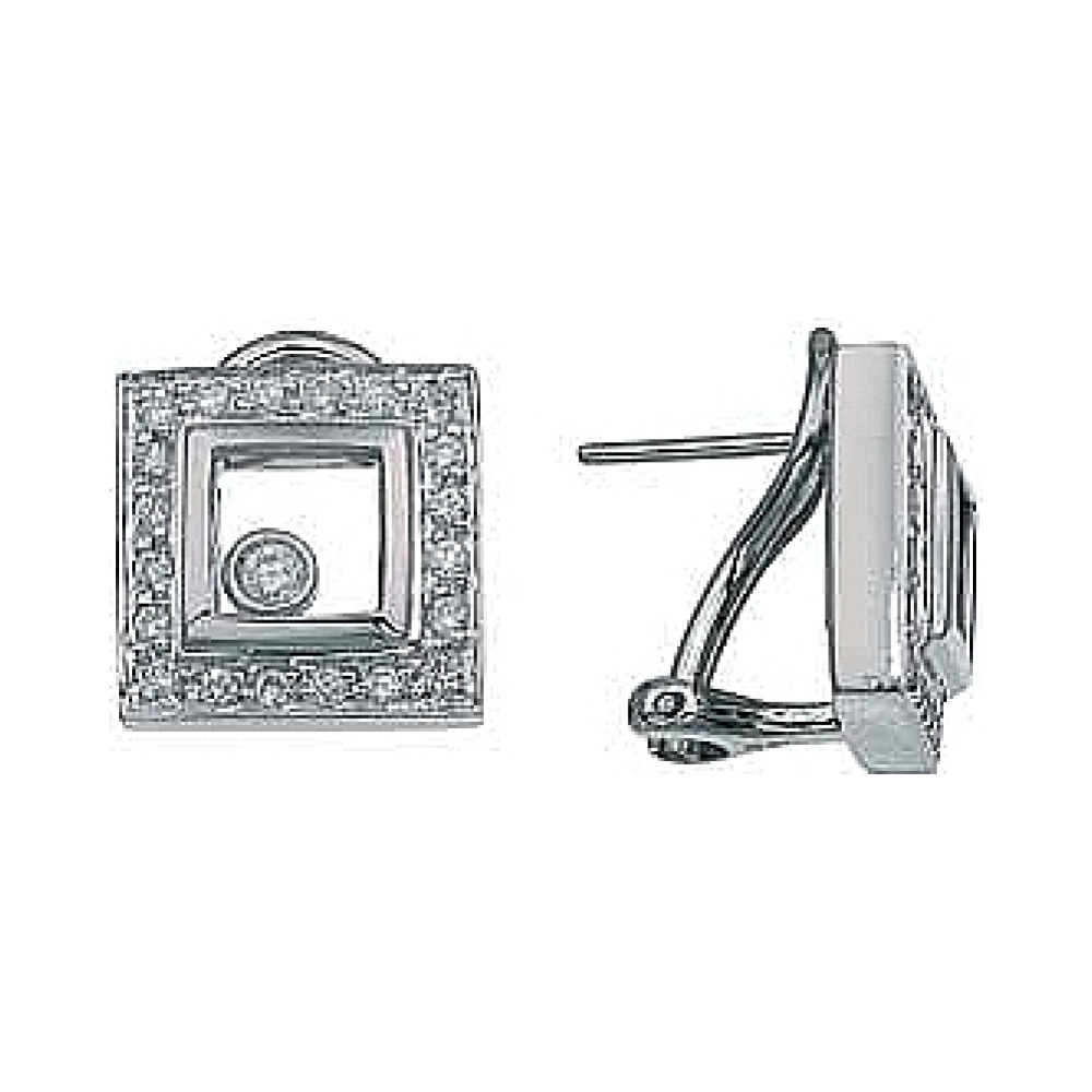 Золотые серьги с плавающими бриллиантами № 2792