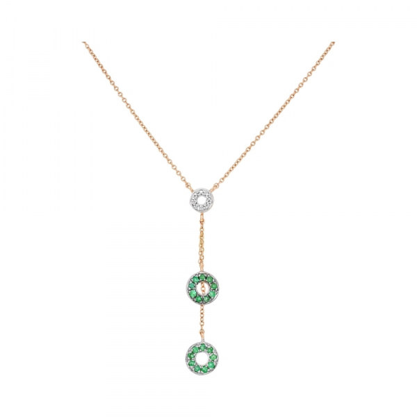 Золотое колье с бриллиантом и и изумрудом № 114864