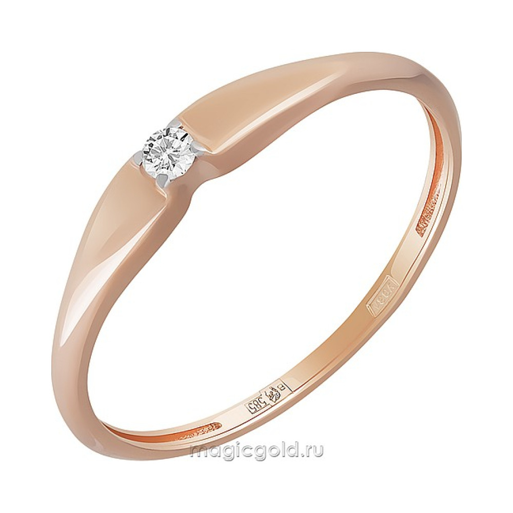 Золотое кольцо с бриллиантом № 162686