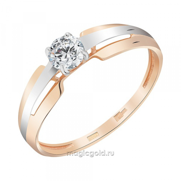 Золотое кольцо с фианитом № 173374
