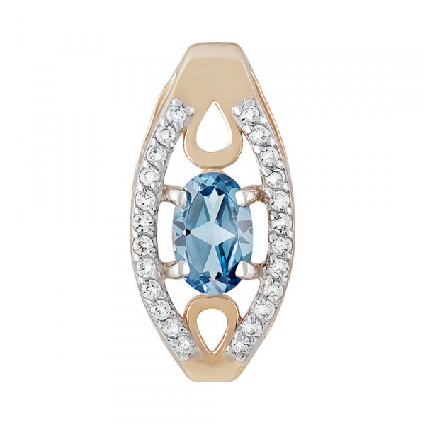 Золотая подвеска с топазом и фианитом № 131738