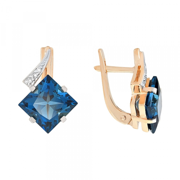 Золотые серьги с топазом и фианитом № 112024