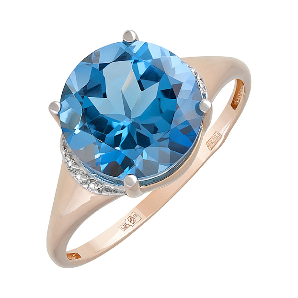 Золотое кольцо с топазом и фианитом № 126998