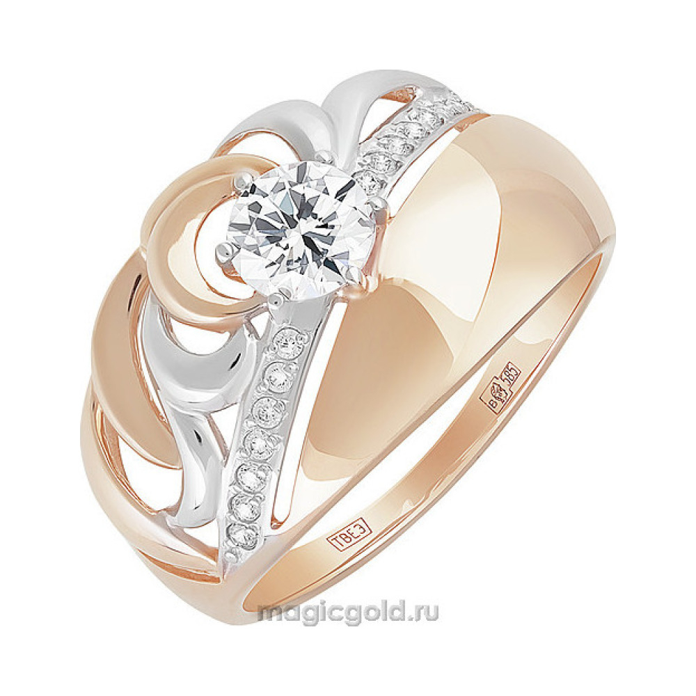 Золотое кольцо с фианитом № 155638