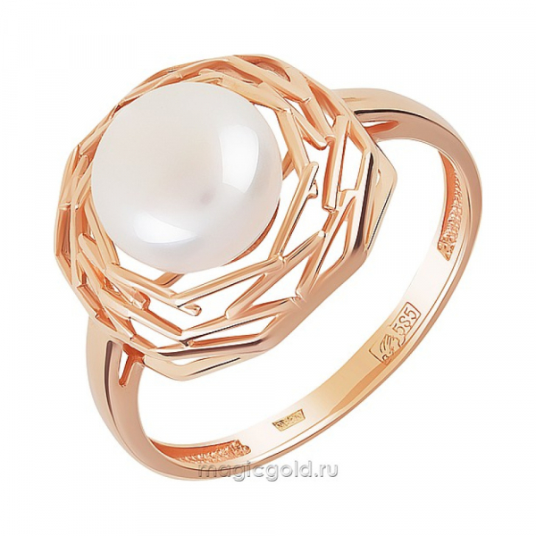 Золотое кольцо с жемчугом № 159002