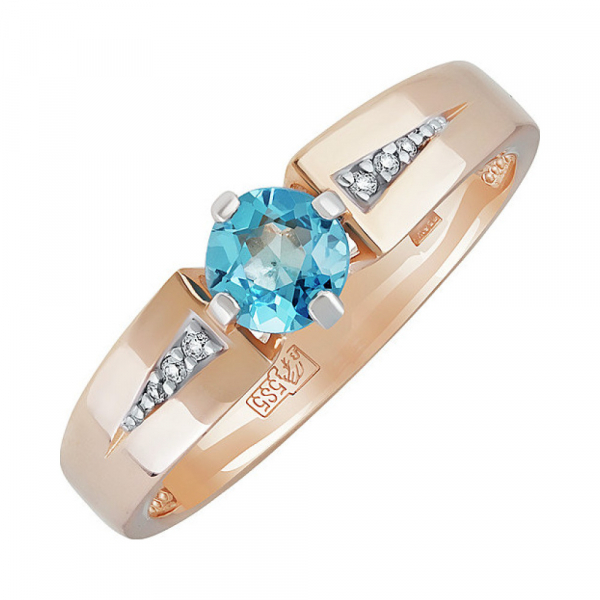 Золотое кольцо с топазом и фианитом № 137857
