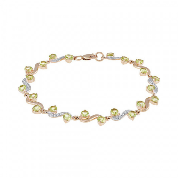 Золотой браслет с хризолитом и фианитом № 114026