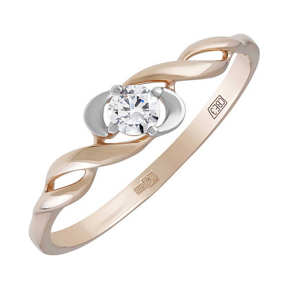 Золотое кольцо с фианитом № 135410