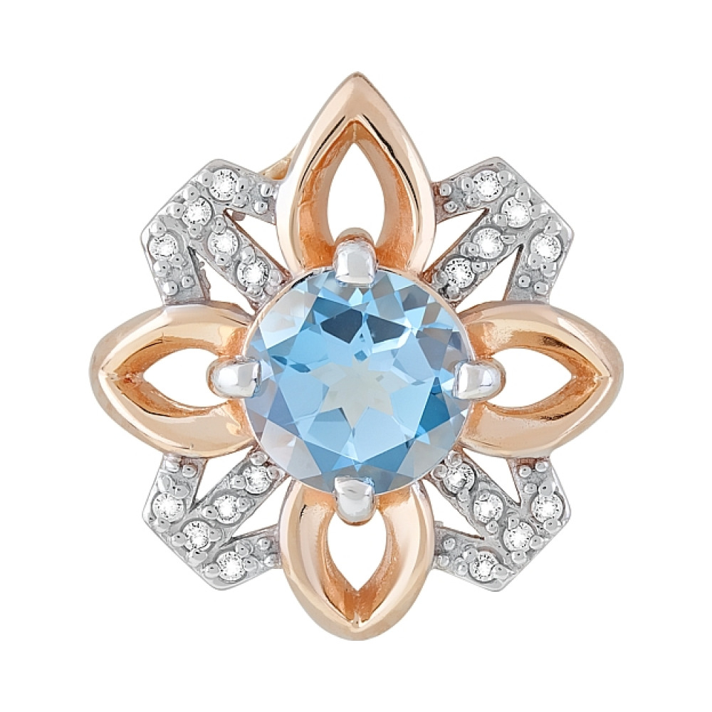 Золотая подвеска с топазом и фианитом № 119329