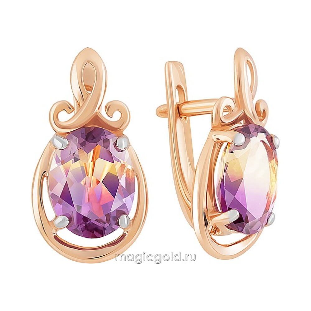 Золотые серьги с аметрином  № 162897