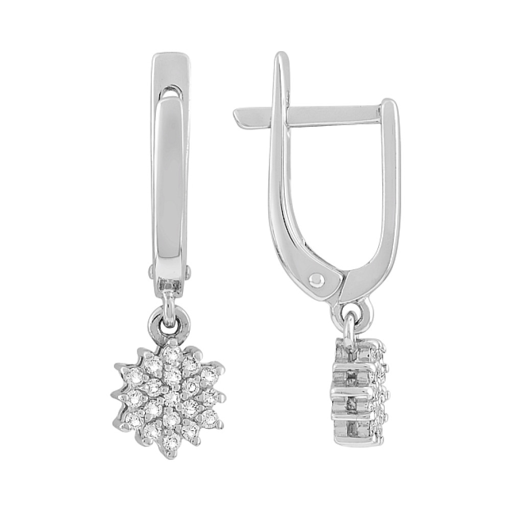 Золотые серьги с бриллиантом № 115651