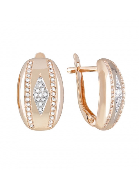 Золотые серьги с фианитами № 123003