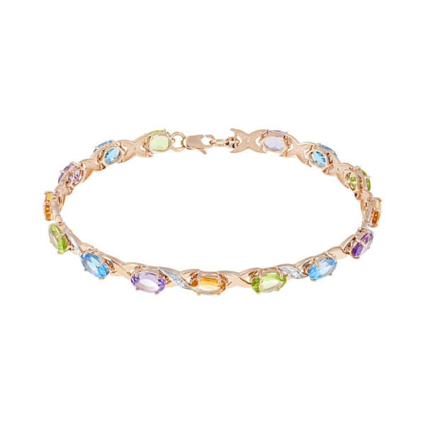 Золотой браслет с полудраг. вставками и фианитом № 112563