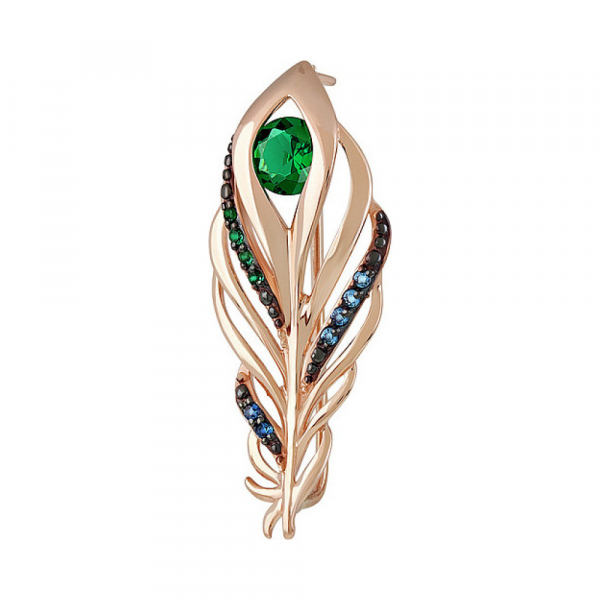 Золотая брошь с фианитами № 138007