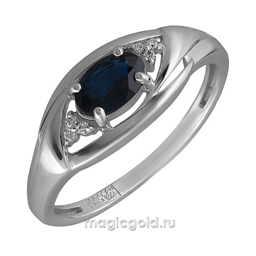 Золотое кольцо с бриллиантом и сапфиром № 158875