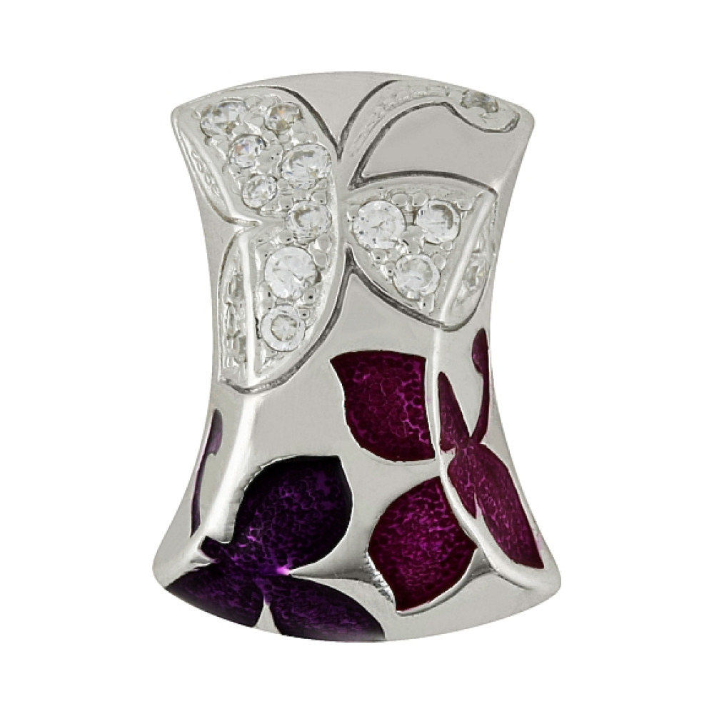 Серебряная подвеска с фианитом и эмалью № 101102