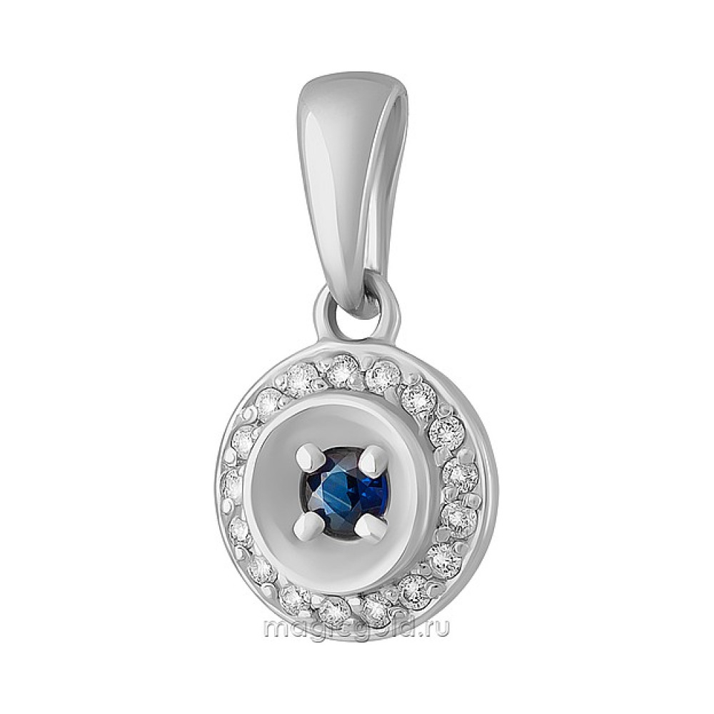 Золотая подвеска с бриллиантом и сапфиром № 160650