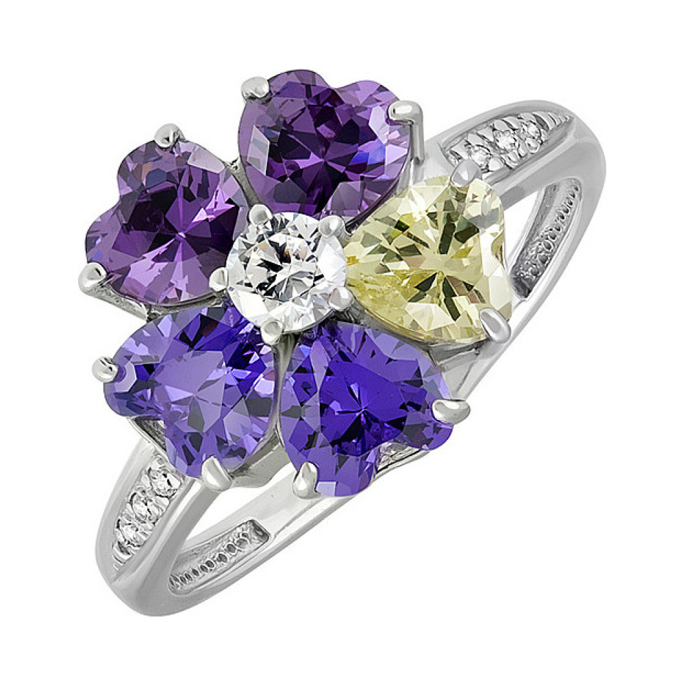 Серебряное кольцо с фианитом № 134381