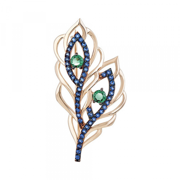 Золотая брошь с фианитами № 135231