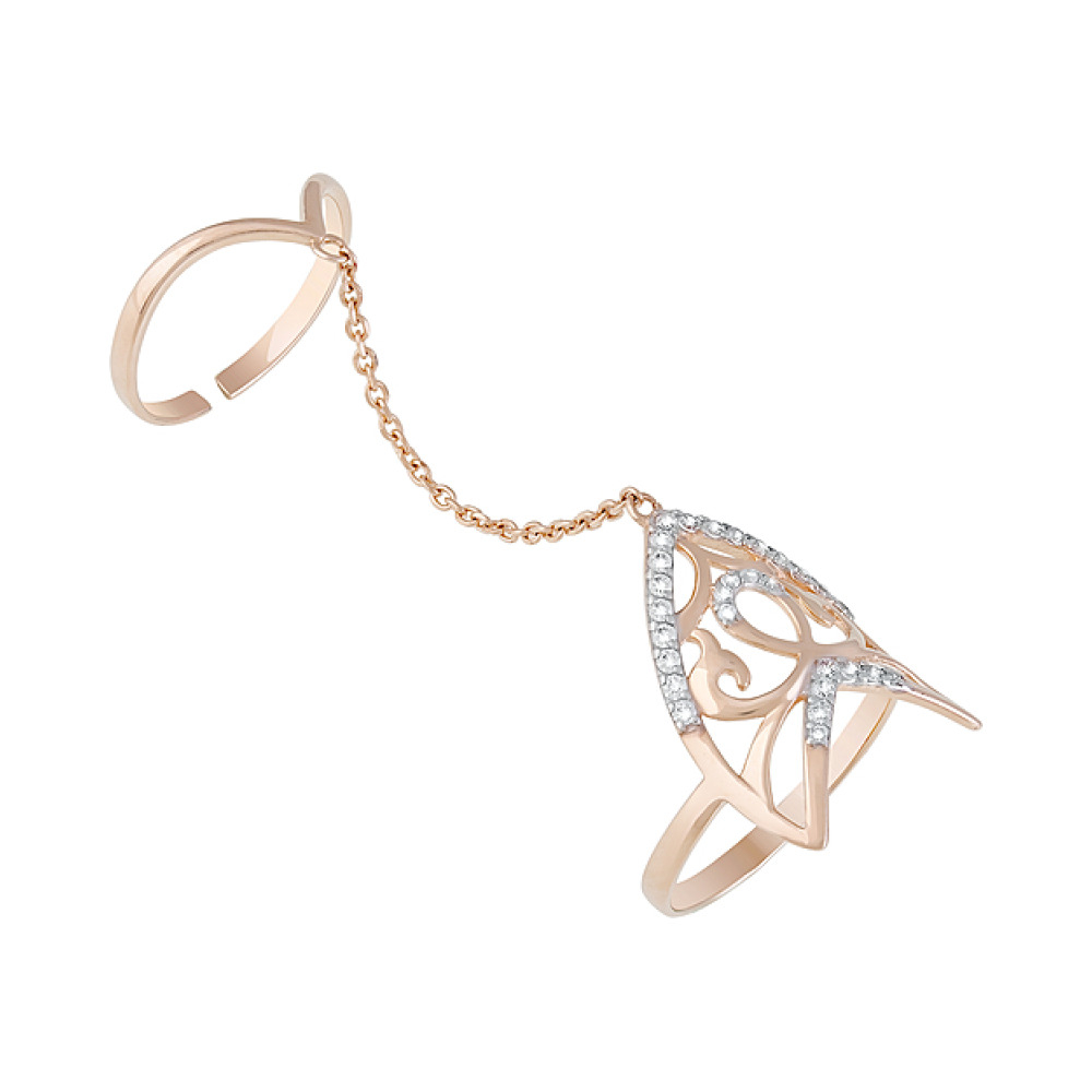 Золотое кольцо с фианитами № 129068