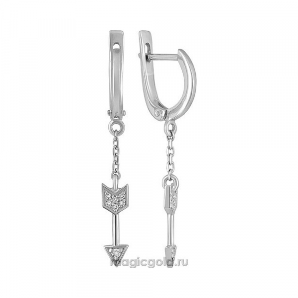 Серебряные серьги с фианитом № 134193