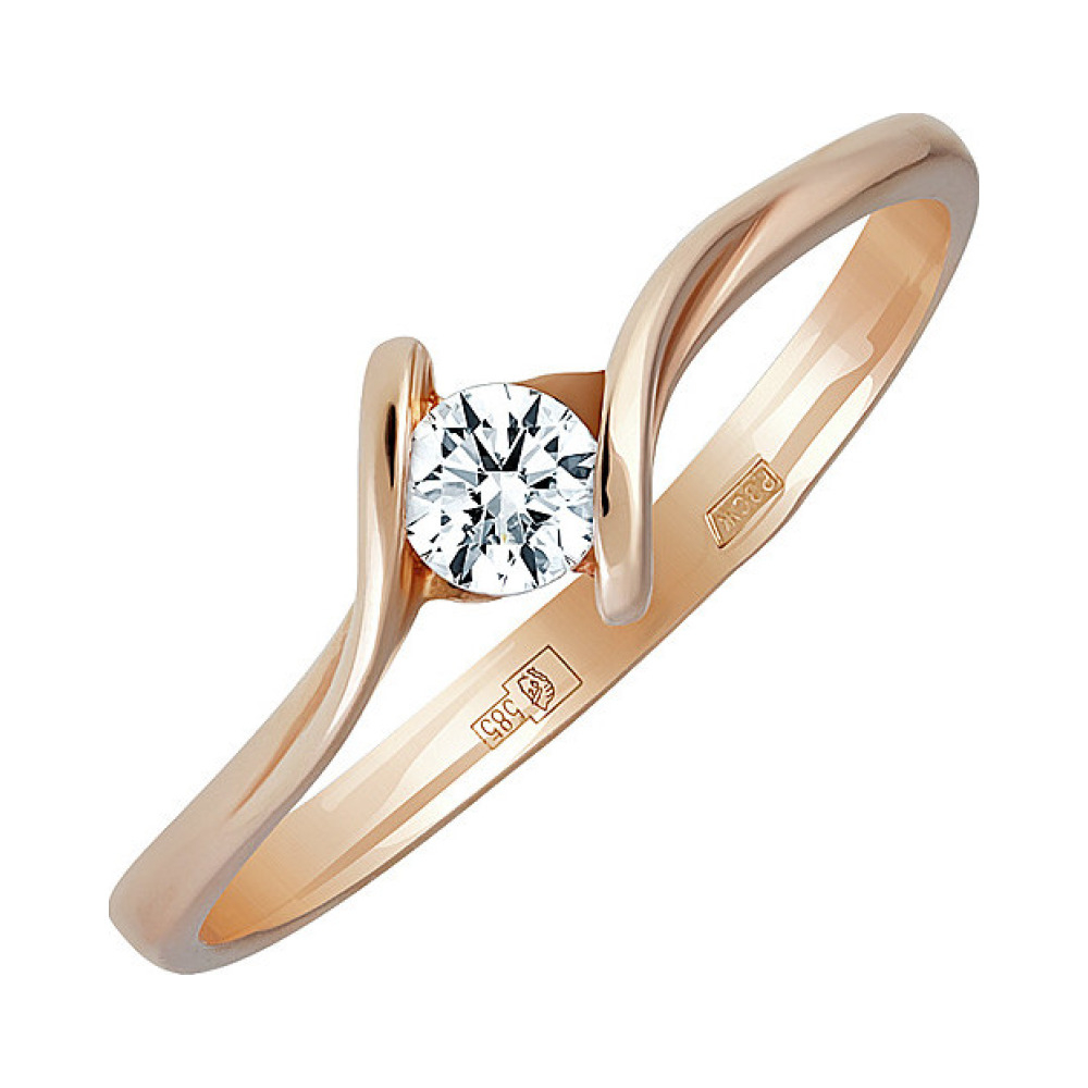 Золотое кольцо с бриллиантом № 122404