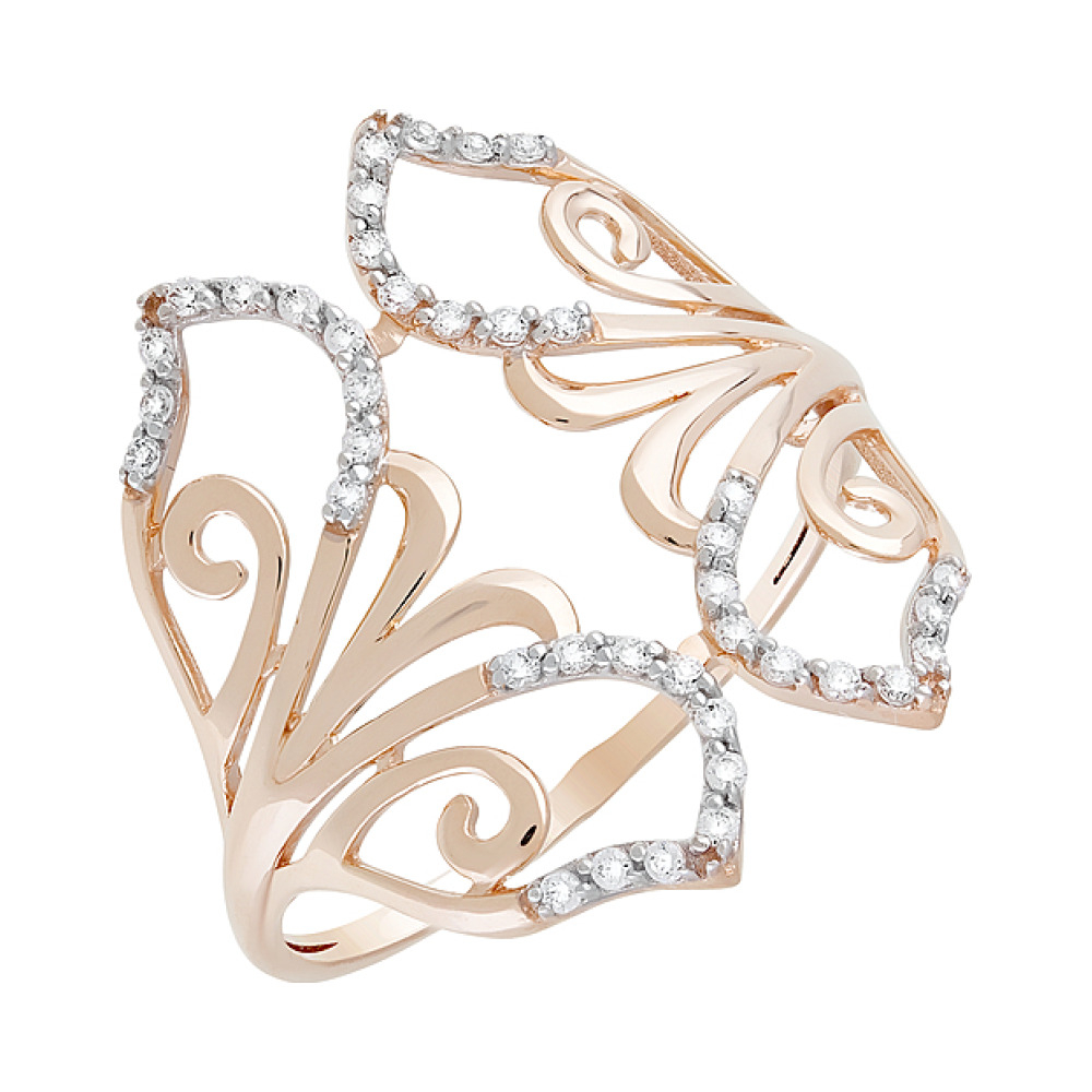 Золотое кольцо с фианитами № 128802