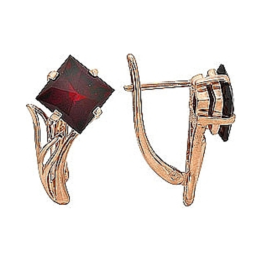 Золотые серьги с гранатом № 50902